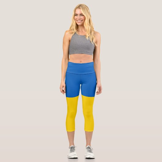 Ukraine-Flagge Capri Leggings (Vorderseite)