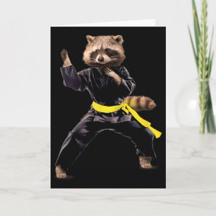 Ukraine-Flagge Cute Kungfu Waschbär Karte