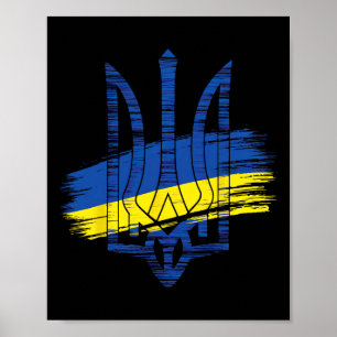 Ukraine-Flagge Dreizack Patriotisches Ukrainisches Poster