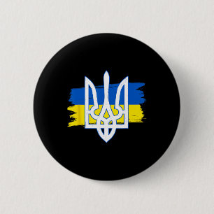 Ukraine-Flagge Dreizack - Ukrainischer Tryzub Patr Button
