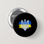 Ukraine-Flagge Dreizack - Ukrainischer Tryzub Patr Button (Vorne & Hinten)