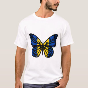 Ukraine-Flagge Farbiger Schmetterling - Tryzub Dre T-Shirt