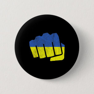 Ukraine-Flagge Faust. Bleib Stark Ukraine. Blau Un Button