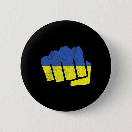 Ukraine-Flagge Faust. Bleib Stark Ukraine. Blau Un Button (Vorderseite)