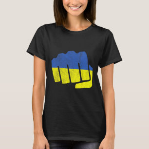 Ukraine-Flagge Faust. Bleib Stark Ukraine. Blau Un T-Shirt