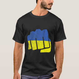 Ukraine-Flagge Faust. Bleib Stark Ukraine. Blau Un T-Shirt
