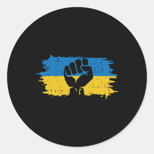 Ukraine-Flagge Faust Ukrainischer Widerstand Prote Runder Aufkleber