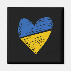 Ukraine-Flagge gekritzeltes Herz in Blau-Gelb Magnet