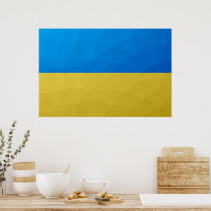 Ukraine-Flagge gelb-blau geometrisches Muster Netz Poster