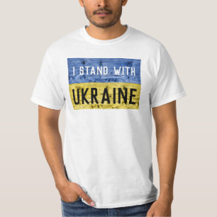 Ukraine Flagge gelb blaues Holz Textur benutzerdef T-Shirt