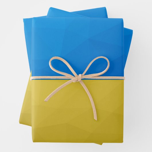 Ukraine-Flagge gelbes geometrisches Muster Geschenkpapier Set (Beispiel)