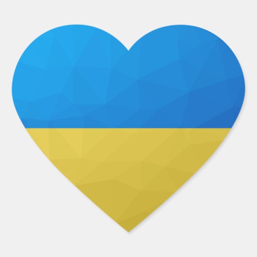 Ukraine-Flagge gelbes geometrisches Muster Herz-Aufkleber (Vorderseite)