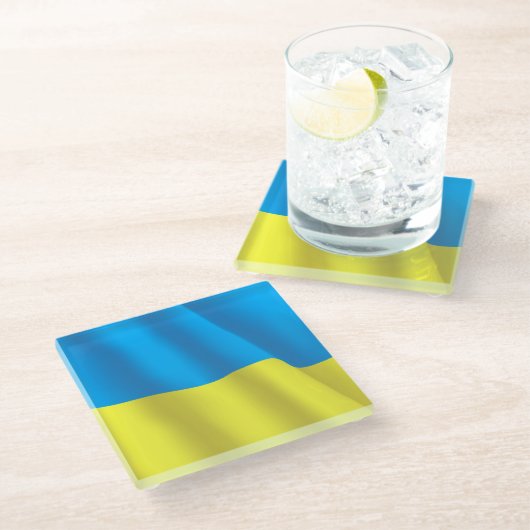 Ukraine-Flagge Glasuntersetzer (Schrägansicht)