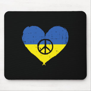 Ukraine-Flagge Herz Friedenszeichen Retro Ukrainis Mousepad