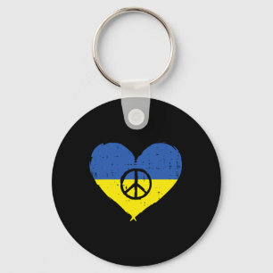 Ukraine-Flagge Herz Friedenszeichen Retro Ukrainis Schlüsselanhänger