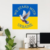 Ukraine-Flagge | Ich stehe mit Urkaine Poster (Heimbüro)