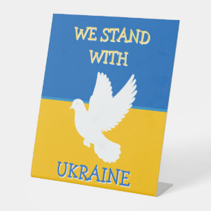 Ukraine-Flagge Ich stehe mit Urkaine Sockelschild