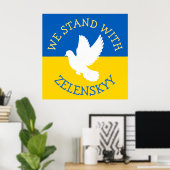 Ukraine-Flagge | Ich stehe mit Zelenskyy Poster (Heimbüro)