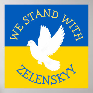 Ukraine-Flagge   Ich stehe mit Zelenskyy Poster