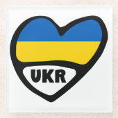 Ukraine-Flagge im Herzen, Ländercode UKR Glasuntersetzer (Vorderseite)