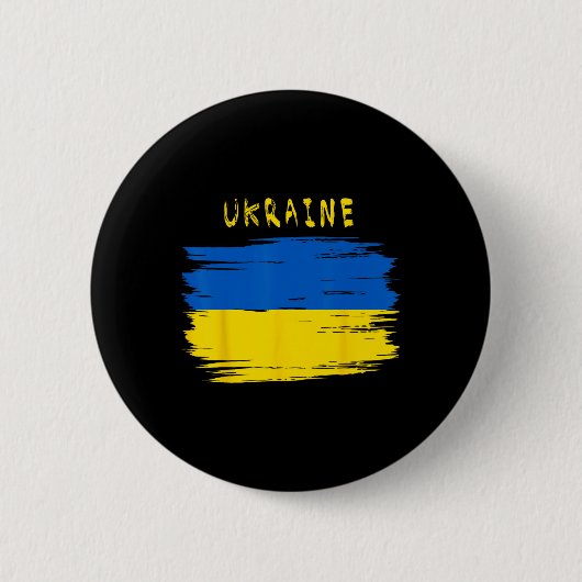 Ukraine-Flagge im Pinselstrich-Stil Button (Vorderseite)