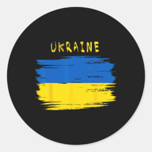 Ukraine-Flagge im Pinselstrich-Stil Runder Aufkleber