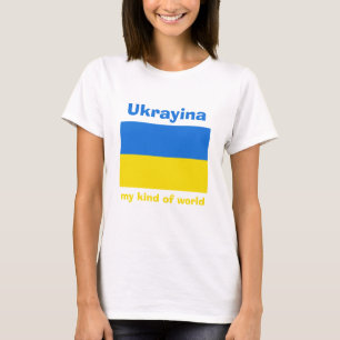 Ukraine-Flagge + Karte + Text T-Shirt