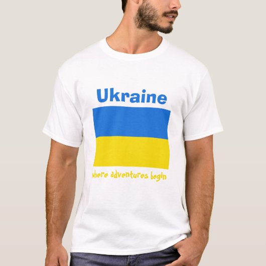 Ukraine-Flagge + Karte + Text-T - Shirt (Vorderseite)