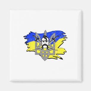 Ukraine-Flagge Kosaken-Krieger Ukrainischer Tryzub Magnet