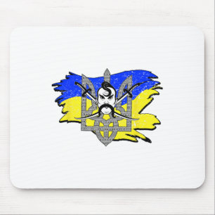 Ukraine-Flagge Kosaken-Krieger Ukrainischer Tryzub Mousepad