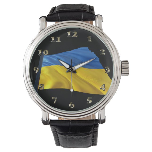 Ukraine-Flagge - Krieg, Politik, Leid Armbanduhr (Vorderseite)