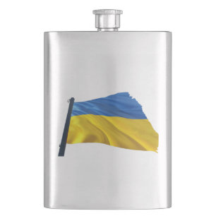 Ukraine-Flagge - Krieg, Politik, Leid Flachmann