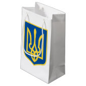 Ukraine-Flagge, Landesstolz, ukrainische Flagge Kleine Geschenktüte (Rückseite Schrägansicht)
