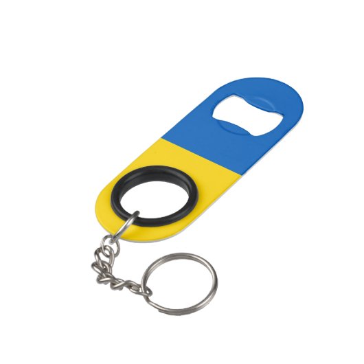 Ukraine-Flagge Mini Flaschenöffner (Rückseite Schrägansicht)