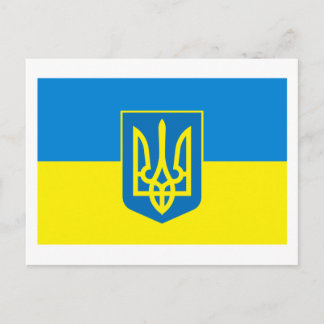 Ukraine-Flagge mit COA-Postkarte Postkarte