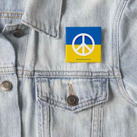 Ukraine-Flagge mit dem Symbol des Friedens Button (Beispiel)