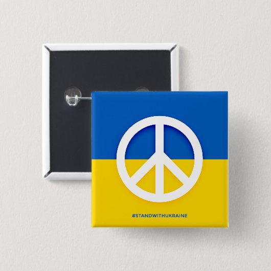 Ukraine-Flagge mit dem Symbol des Friedens Button (Vorne & Hinten)