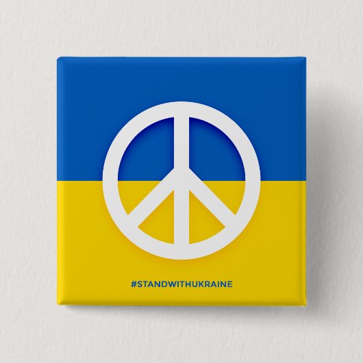 Ukraine-Flagge mit dem Symbol des Friedens Button (Vorderseite)