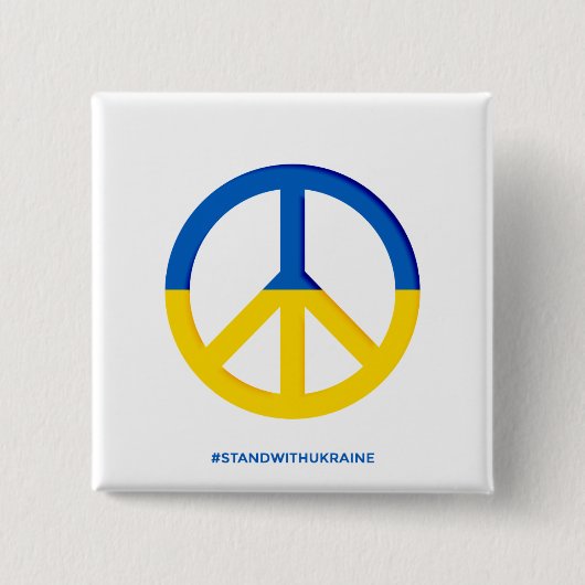 Ukraine-Flagge mit dem Symbol des Friedens Button (Vorderseite)