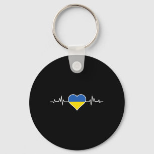 Ukraine-Flagge Mit Herz Herzschlag Liebe Ukrainisc Schlüsselanhänger