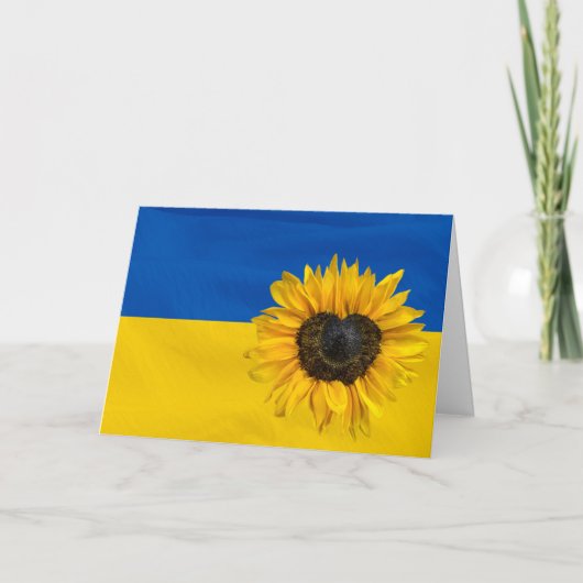 Ukraine-Flagge mit Herzsonnenblume Karte (Vorderseite)