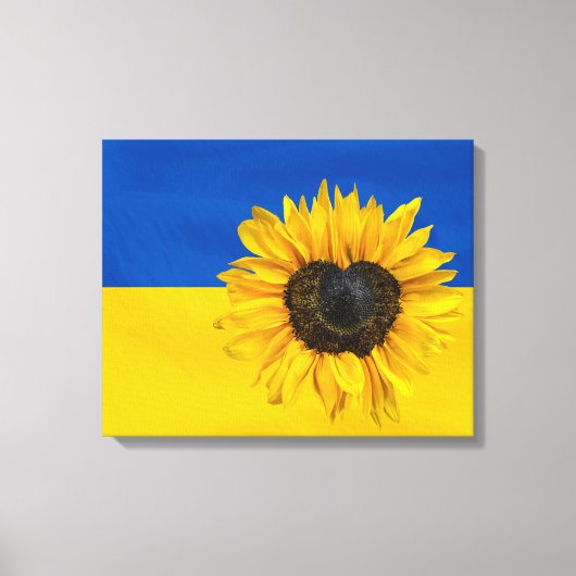 Ukraine-Flagge mit Herzsonnenblume Leinwanddruck (Vorderseite)