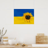 Ukraine-Flagge mit Herzsonnenblume Poster (Küche)