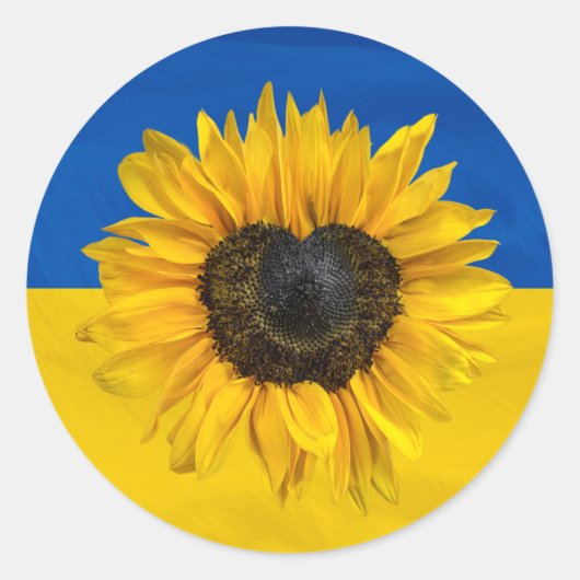 Ukraine-Flagge mit Herzsonnenblume Runder Aufkleber (Vorderseite)