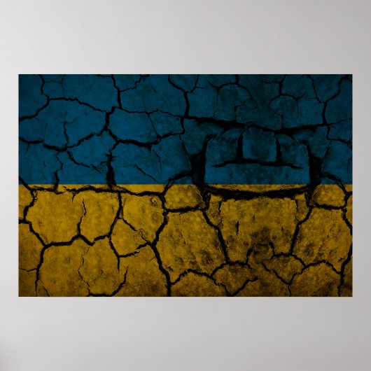Ukraine-Flagge mit Rissen Poster (Vorne)
