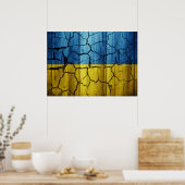 Ukraine-Flagge mit Rissen Poster (Küche)