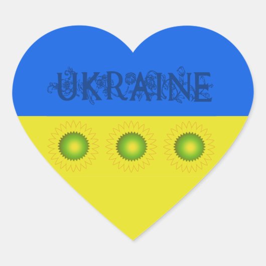 Ukraine Flagge mit Sonnenblumen Herz-Aufkleber (Vorderseite)