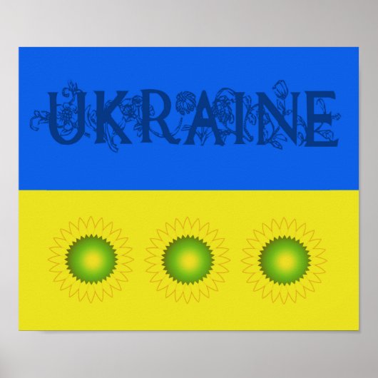 Ukraine-Flagge mit Sonnenblumen Poster (Vorne)
