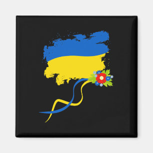 Ukraine-Flagge mit Volksblumen Ukrainischer Stolz  Magnet