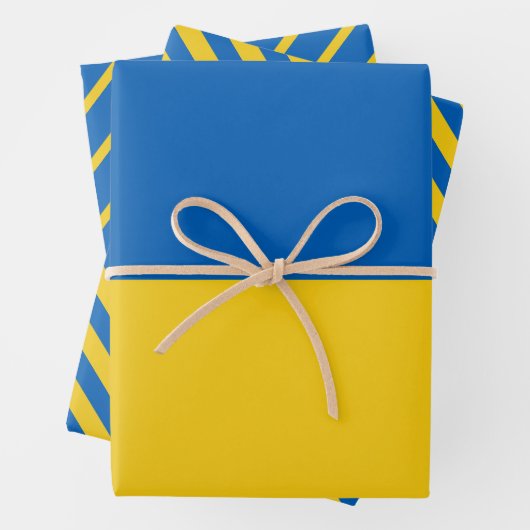 Ukraine-Flagge Modernes Streifenmuster Geschenkpapier Set (Beispiel)